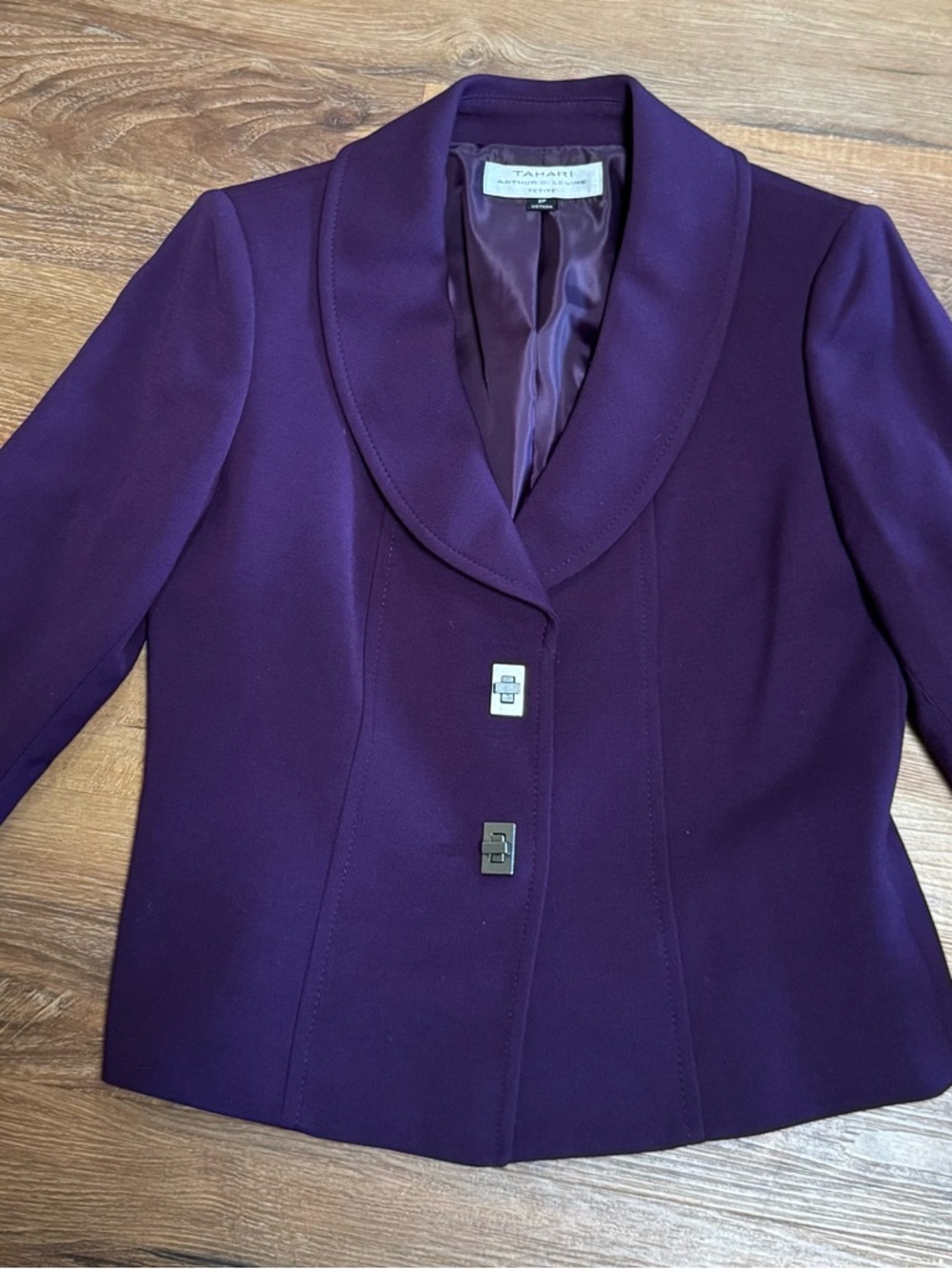 Tahari Deep Purple Shawl Collar Blazer
